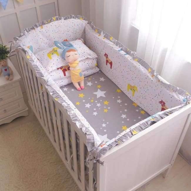 Planet+Gates+Small+Trojan+6Pcs+Cartoon+Baby+Bedding+Sets+Baby+Crib+Bumpers+Bed+Around+Cot+Bed+Sheets+100%Cotton+Thickening+Customizable+Baby+Beddings