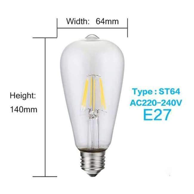 Planet+Gates+ST64+E27+220V+/+8W+/+Yes,+Warm+White+LUCKYLED+Led+Bulb+E27+E14+2W+4W+6W+8W+Edison+Filament+Lamp+Light+Dimmable+110+220V+240V+Vintage+Candle+Bulbs+For+Indoor+Lighting