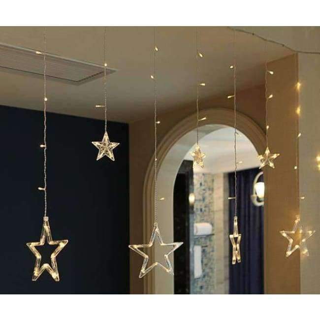 Planet+Gates+Star(Warm+White)+/+220V+220V+Holiday+Lighting+138+LED+Fairy+Star+Moon+Curtain+String+luminarias+Garland+Decoration+Christmas+Wedding+Light