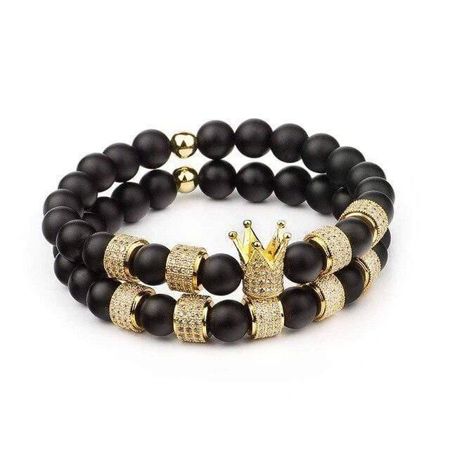 Planet+Gates+Style+1+/+21cm+Men+bracelets+2pcs/set+Luxury+Fashion+Crown+Charm+Bracelet+Men's+Natural+Stone+Bracelets+For+Women+And+Men+Gift+Gifts