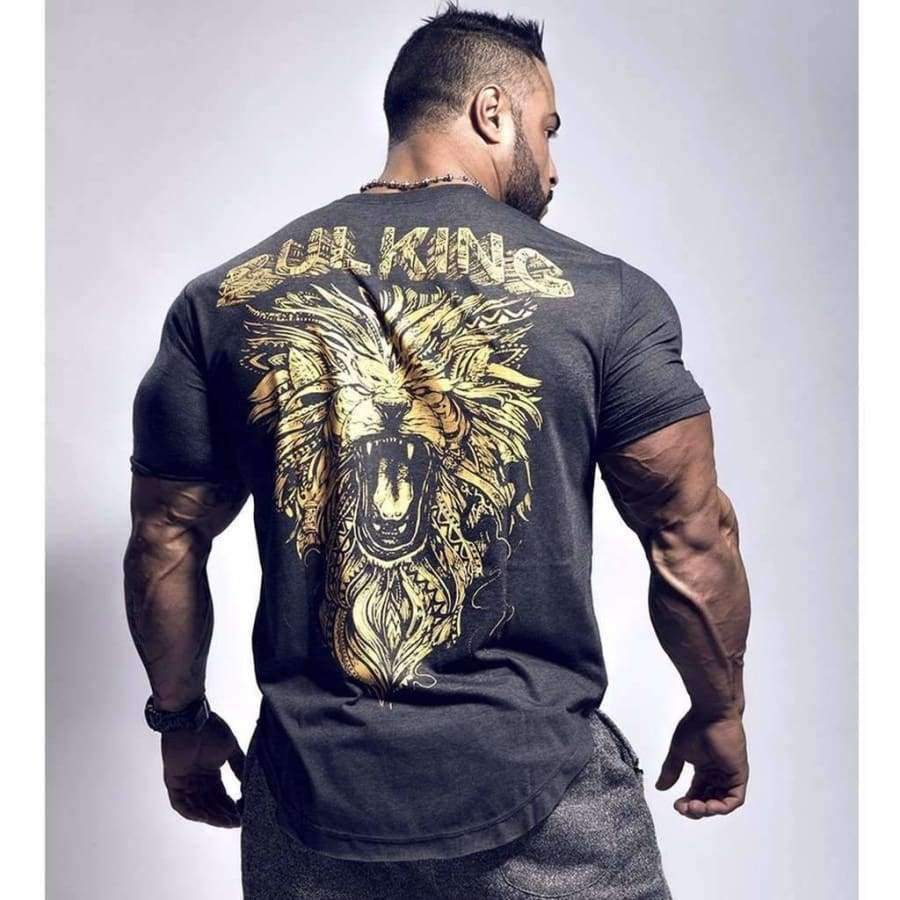Planet+Gates+Tshirt+Black+/+M+Full+Back+Printing+Lion+Summer+Short+Sleeved+T-shirt+Men+2018+New+Cotton+Muscle+Bodybuilding+Train+O-neck+Shirt+High-quality