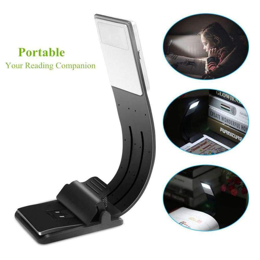 Planet+Gates+Warm+White+/+Black+Magnetic+Portable+LED+Reading+Book+Light+With+Detachable+Flexible+Clip+USB+Rechargeable+Lamp+for+Kindle+and+Book+4+Modes+Black