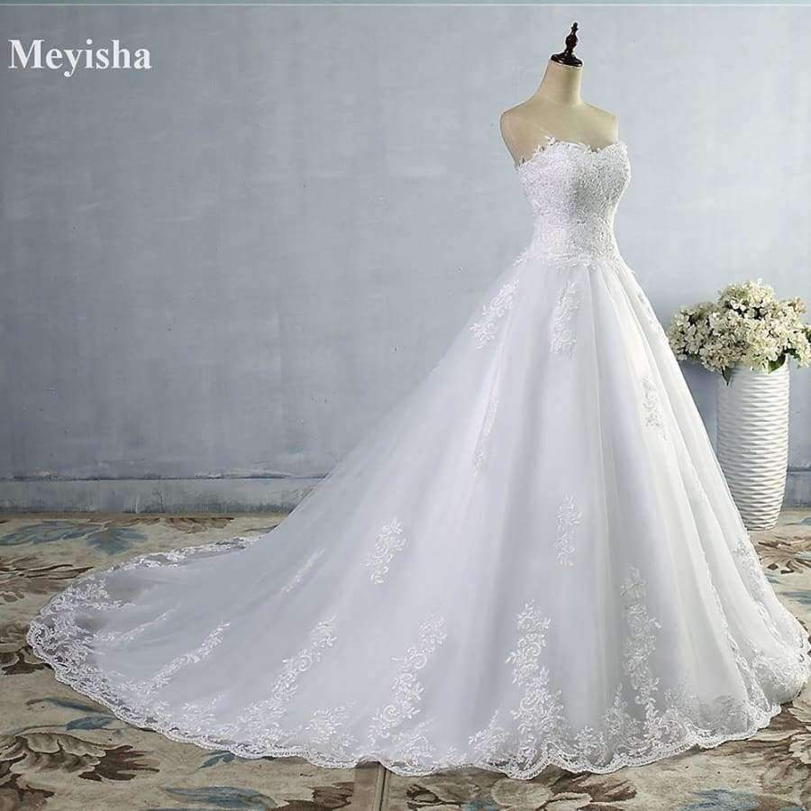 Planet+Gates+White+Ivory+Gown+Tulle+Sweetheart+Wedding+Dress+Real+Photo+Court+Train+for+bride+Dresses+plus+size+High+Quality