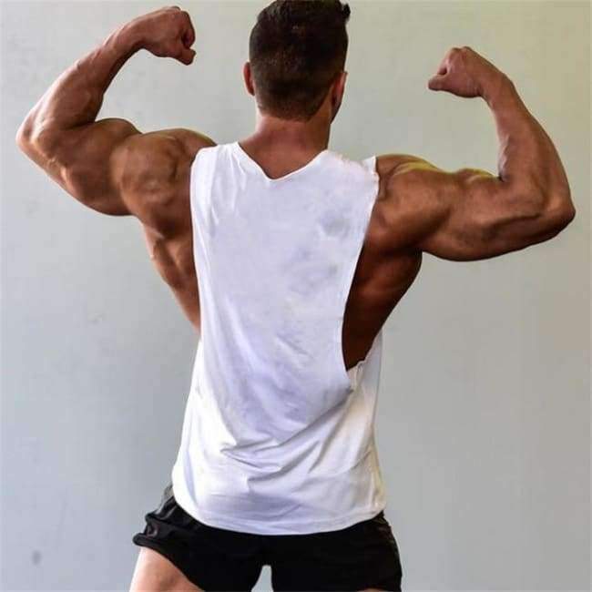 Planet+Gates+White+/+L+Men's+Cut+Out+Sleeveless+shirt+Gyms+Stringer+vest+Blank+Workout+T-Shirt+Muscle+Tee+Bodybuilding+Tank+Top+Fitness+Clothing