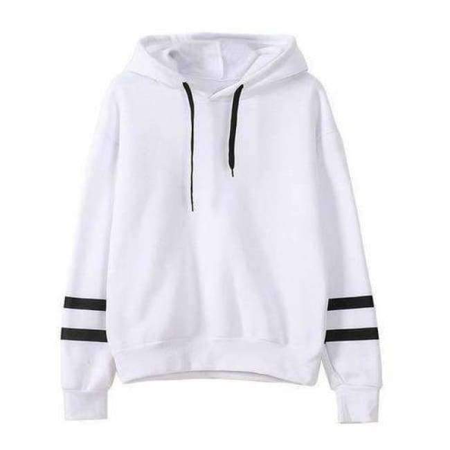 Planet+Gates+White+/+S+2018+Women+Hoodies+Selling+Long+Sleeve+Hooded+Sweatshirt+Of+Striped+decoration+Girls+School+Season+Pullover+Sweatshirt