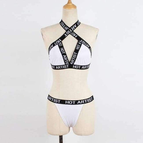 Women Bra Letter Lounge Underwear Comfortable Wireless Loungewear Lingerie  Halter Bra Set Black And White Bras Sets