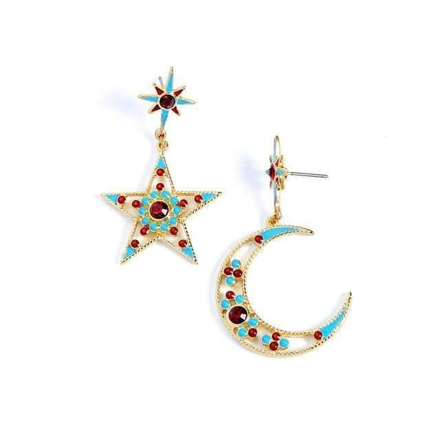 Planet+Gates+Women+Star+Moon+Dangle+Earrings+Personalized+Fashion+Alloy+Enamel+Earrings+for+Women+Jewelry+Gift