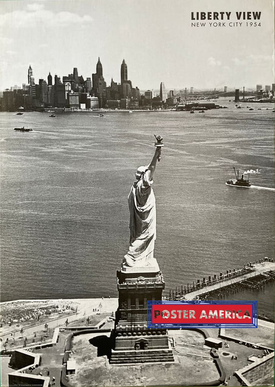 Liberty View New York City Statue Of Liberty Black & White Scenic Post –  PosterAmerica