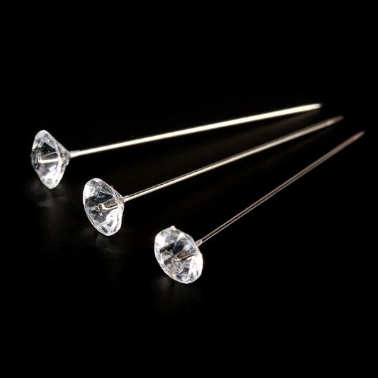 1.5 inch Clear Diamond Corsage Pins 144 Pieces