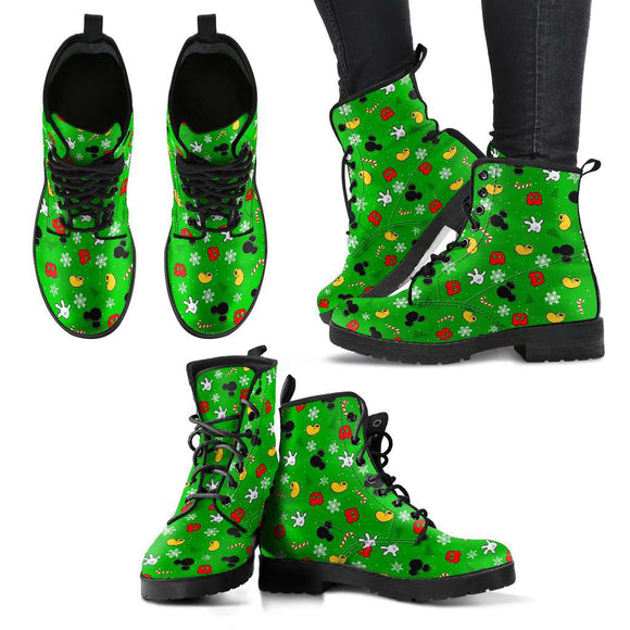 MK CHRISTMAS LEATHER BOOT GREEN