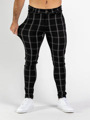 Black Check Pattern Skinny Fit Chinos Australia