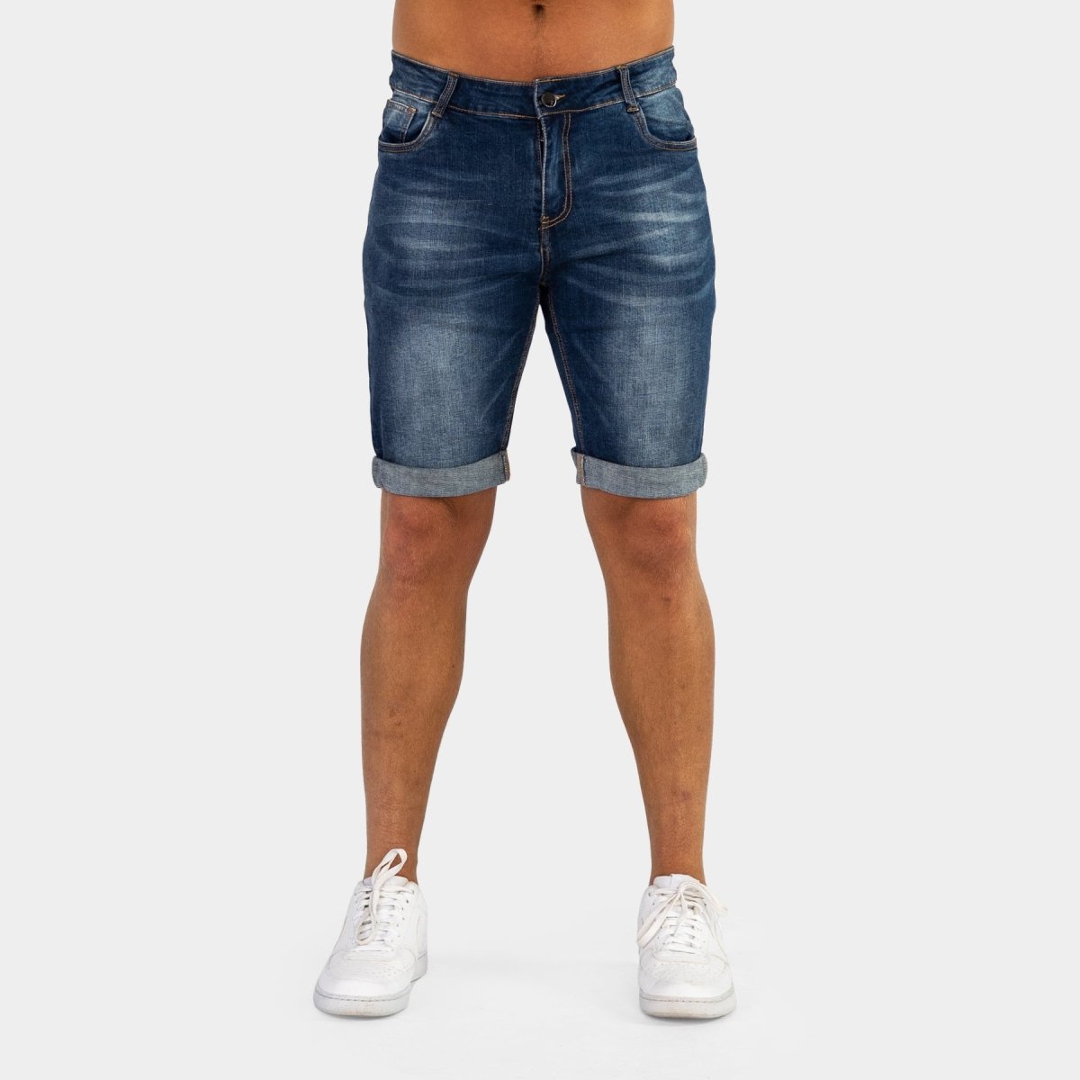 Mens Dark Fit Denim Kojo | – Fit Muscle Blue Shorts Kojo