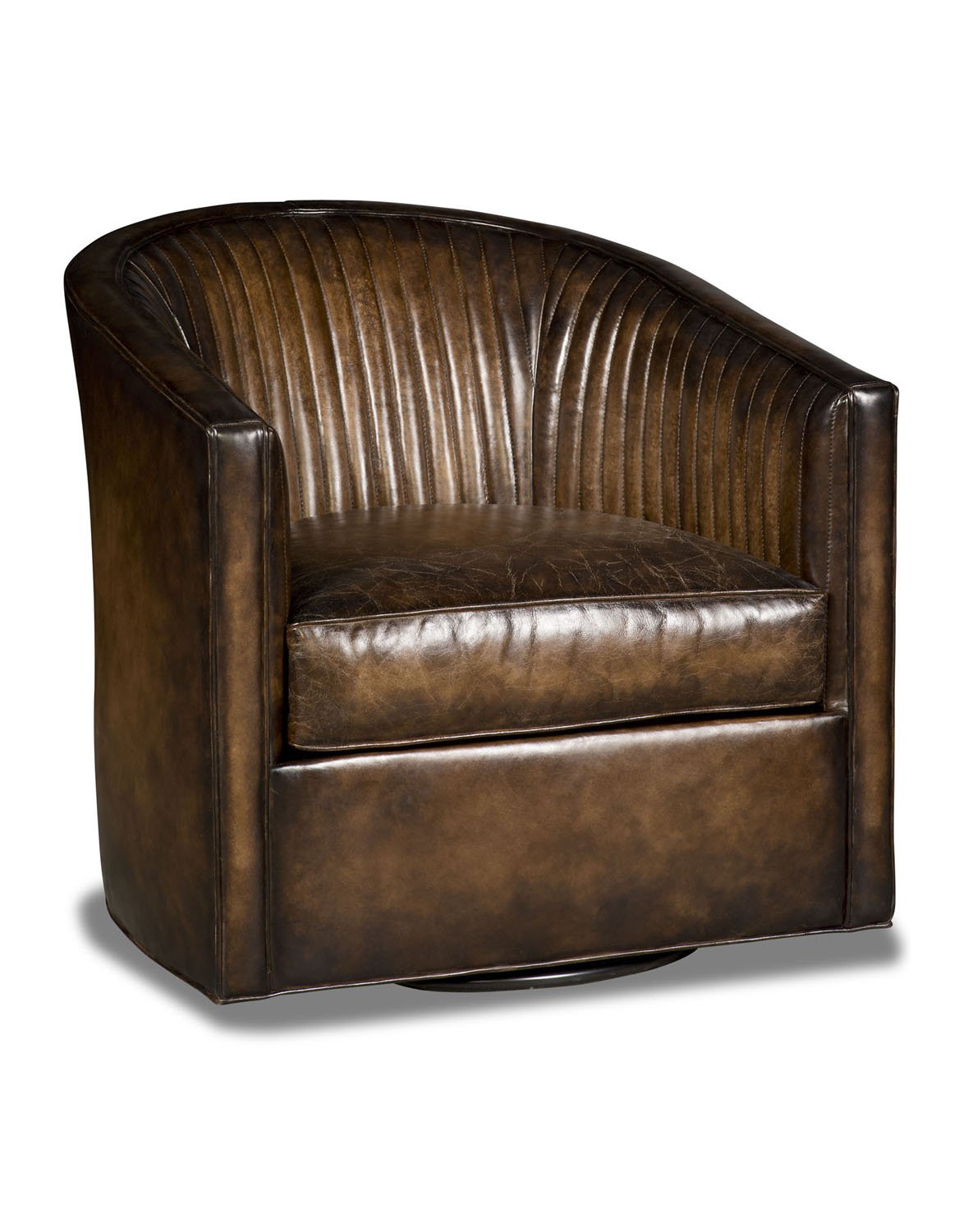 Sadie Swivel Chair With Antique Brown Leather Santa Fe Ranch