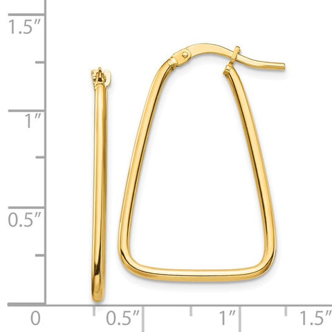 14k 1.5mm Polished Triangle Dangle Hoop Earrings