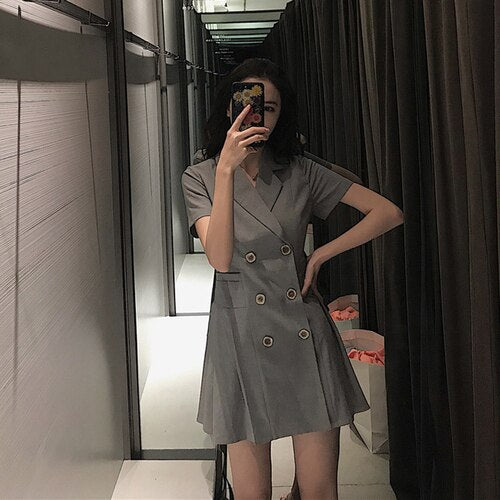 gray blazer dress