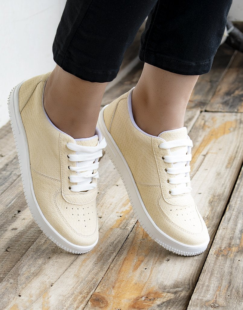 Pastel Yellow Textured Sneakers 