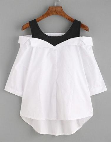 white drop shoulder top