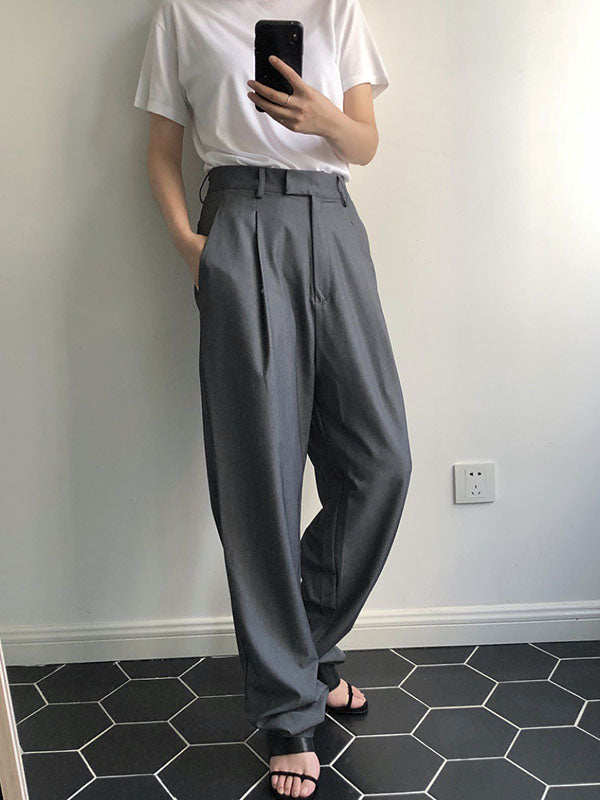 Comfortable Loose Grey Empire Suit Pants Moongor