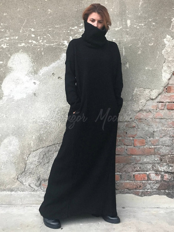 black maxi sweater dress