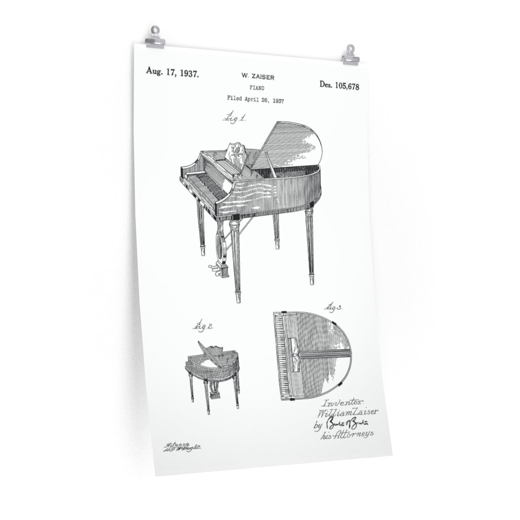 Piano Patent Drawing Poster, Pianist, Music Studio Wall Art – ? Music  Theory Shop