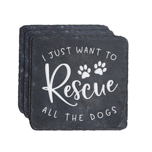 Treasure Your Pet Rescue Square Slate Coaster Set Home Decor Trivets
