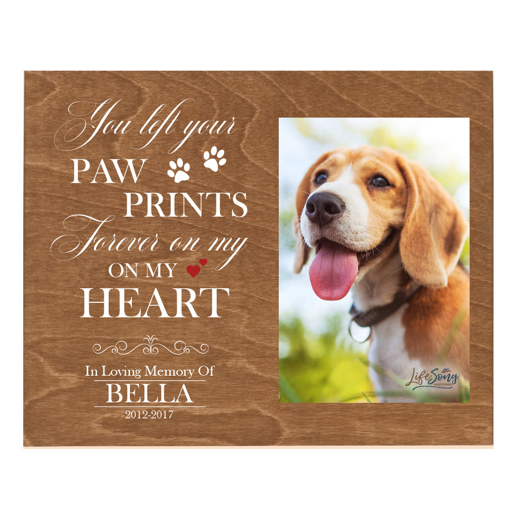 LifeSong Milestones Personalized Dog Memorial Plaque holds 4x6 Photo Message Quotes for Loss of a Pet with Your Custom Photo Print on Wood - Bereavement Sympathy Gift 8” x 10”.