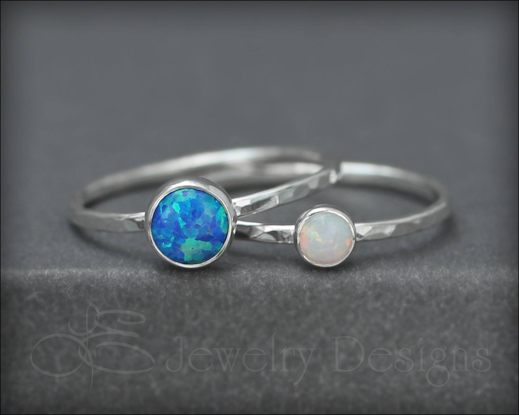 Silver Opal Ring Set - (6mm & 4mm) – LE Jewelry Designs