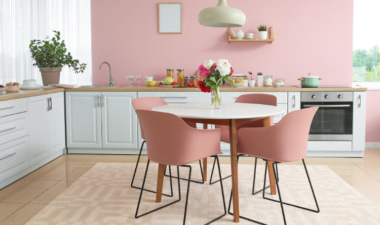 how to wash grease off of painted kitchen walls image showing a pink painted kitchen interior