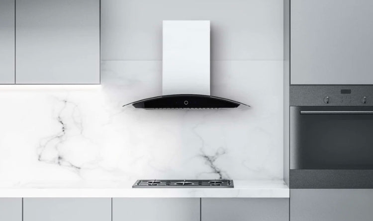 Hauslane WM-639 sleek contemporary modern wall mount range hood ranked #2 by forbes home as best kitchen range hood of 2023