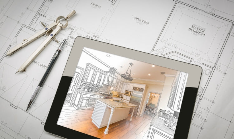 Venting, electrical, and other costs involved in installing a range hood. Photo showing a blueprint of a kitchen