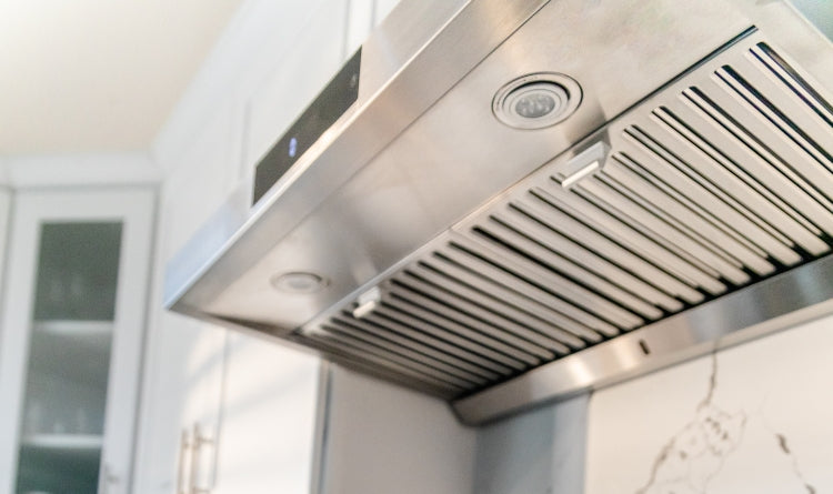 Hauslane's dishwasher-safe ergonomic baffle filter inside the uc-ps18 under cabinet range hood