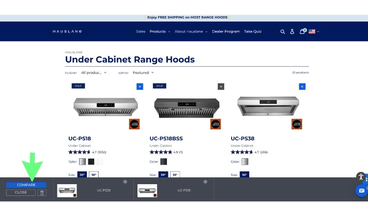 Hauslane under cabinet range hood online collection page selecting compare range hood feature online