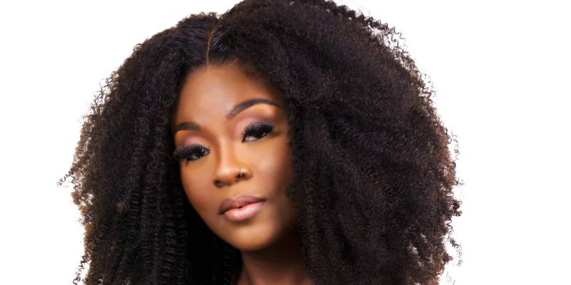 Black Afro Kinky Curly HD Closure Wig Female Model