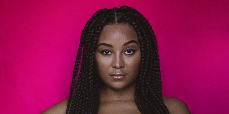 Black Braided Hair Female Model Pink Background