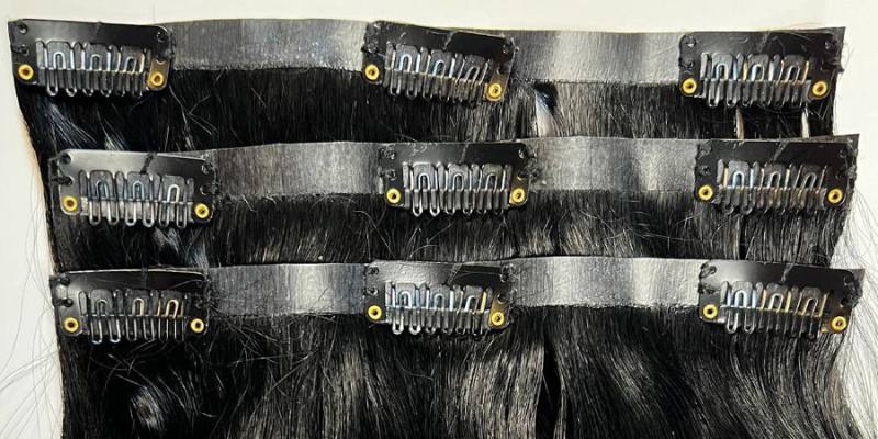 Jet Black Seamless Clip ins Extensions Full Set