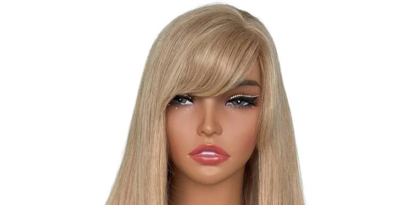 Medium Ash Blonde Straight Capless Bang Wig