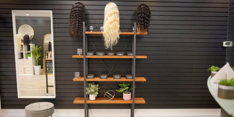 Private Label Showroom Wigs Different Styles Wide Shot