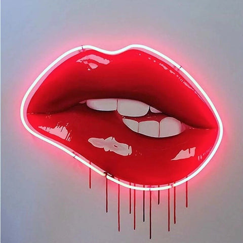 red lip dripping led neon sign