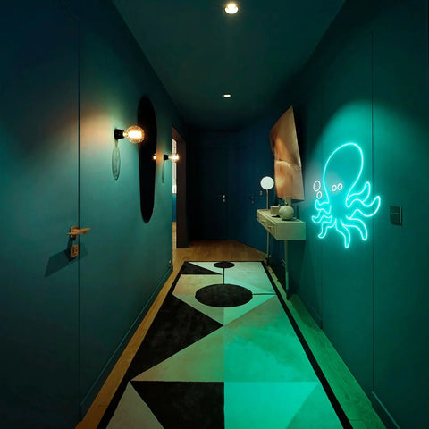 octopus bathroom led neon sign