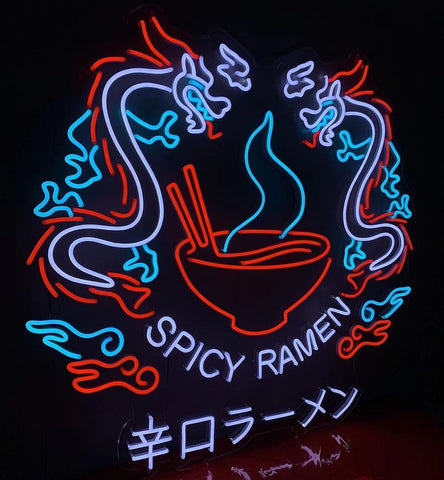 Spicy Ramen Dragons Neon Signs, Neon Lights, LED Neon Signs for Room, Bars Light Up Signs, Cool Neon Light Signs, Neon Wall Lights