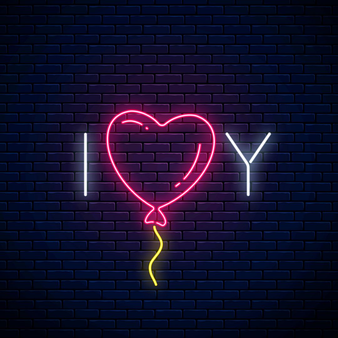 Love You Text with Heart Balloon Neon Sign