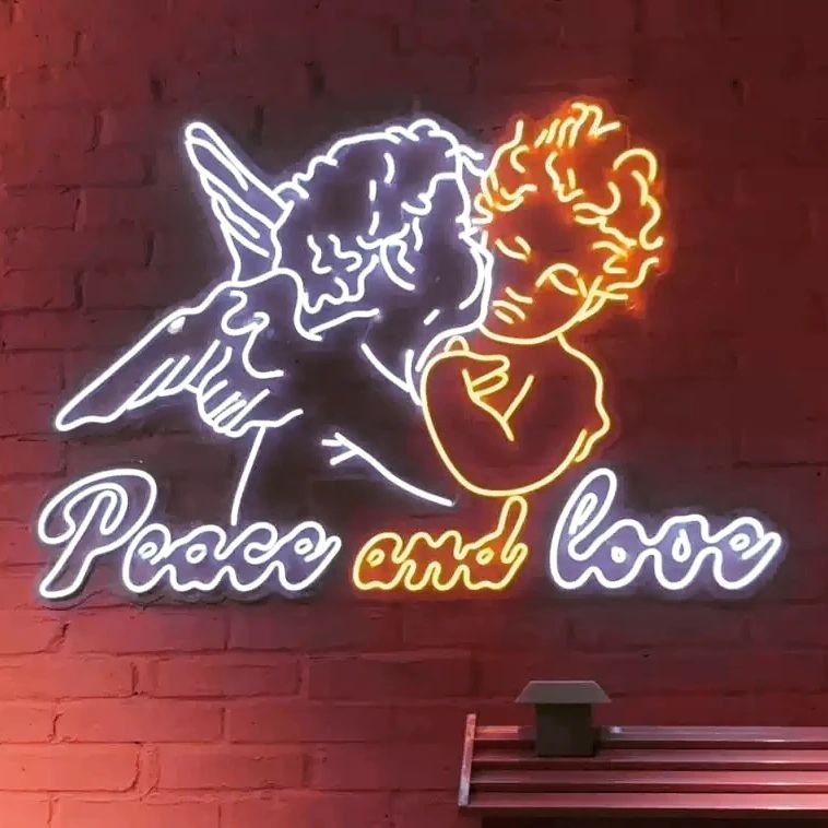 Peace and Love Neon Sign