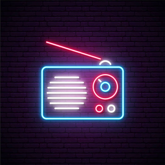 Neon on the air sign with retro microphone vector  Diseño banner, Logotipo  de música, Iluminación de neón