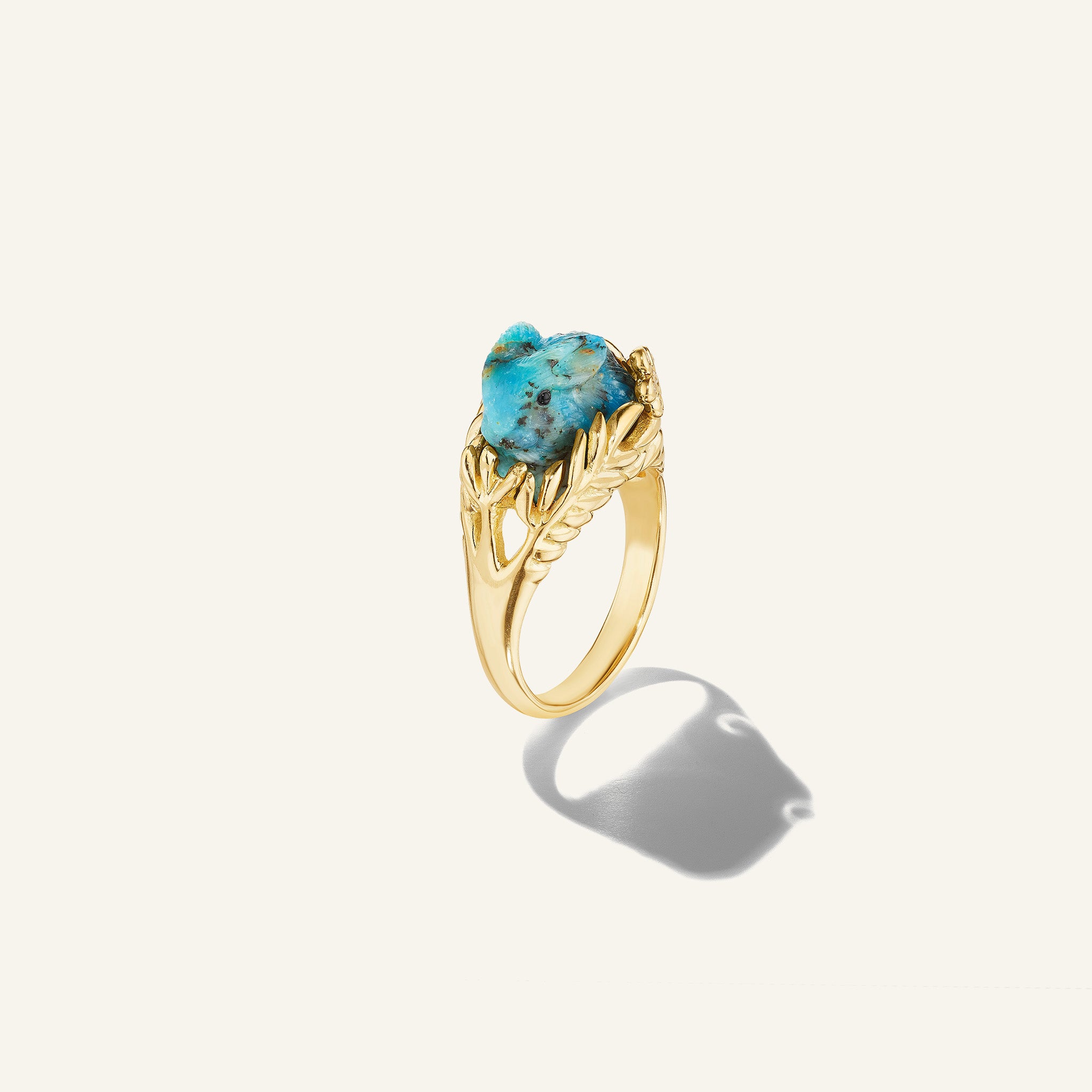 Wonderland Speckled Blue Opal Bunny Ring