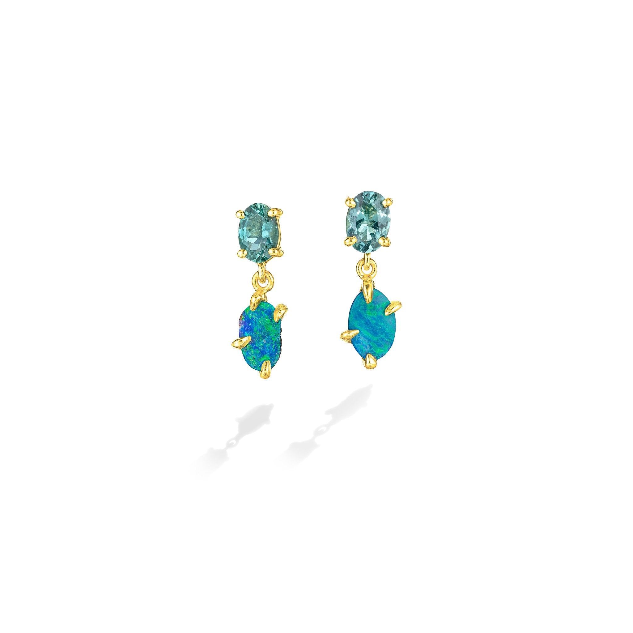 ZoZo Boulder Opal & Tourmaline Drop Earrings