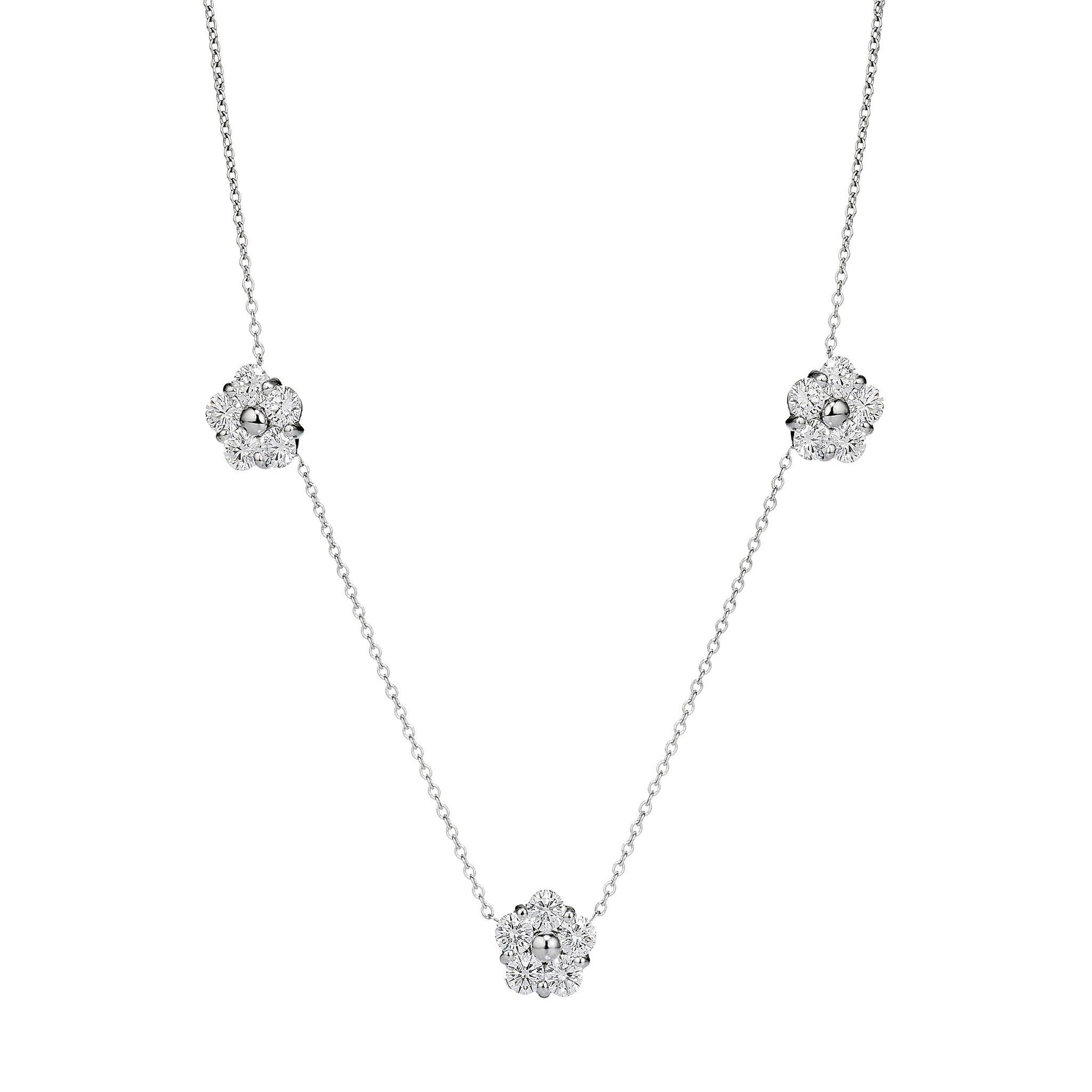 Anzia Flower 3-Station Diamond Necklace - XL