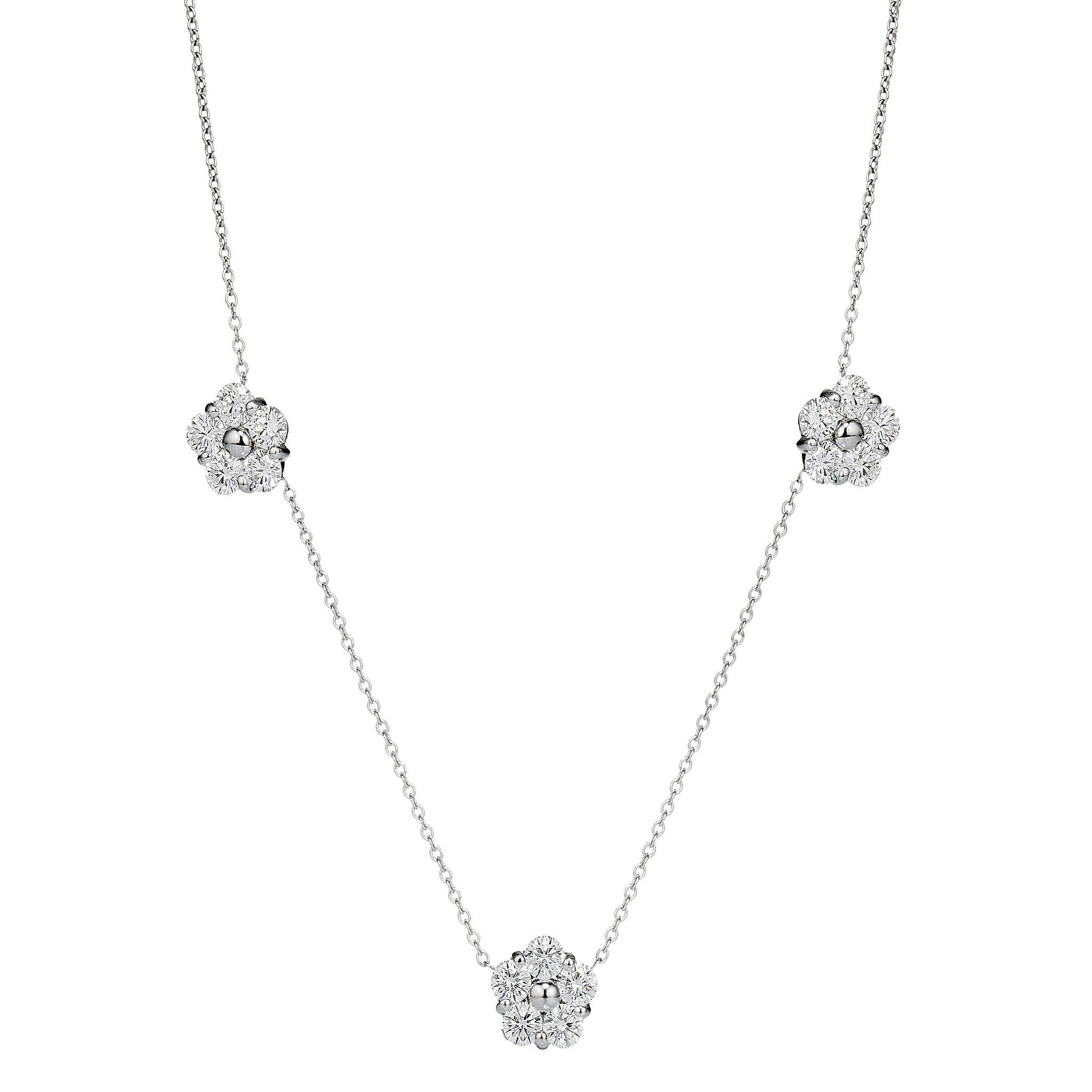 Anzia Flower 3-Station Diamond Necklace - XXL