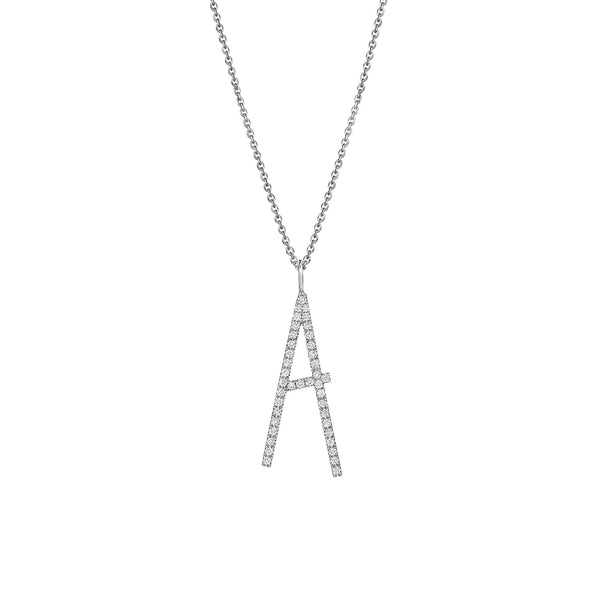 Mimi So Type Letter "A" Diamond Pendant Necklace_18k White Gold