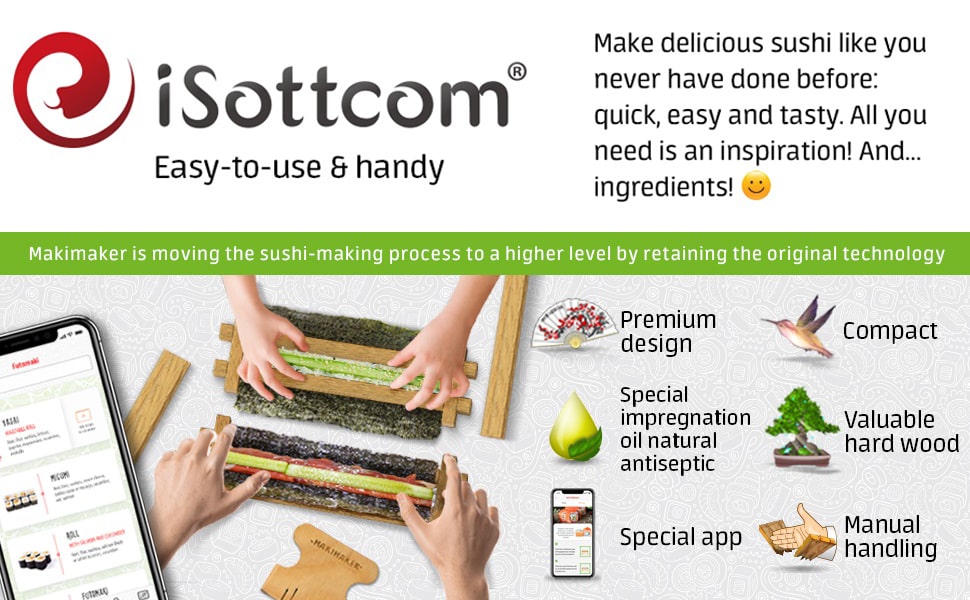 Sushi making kit by iSottcom, bonus recipe e-book and App