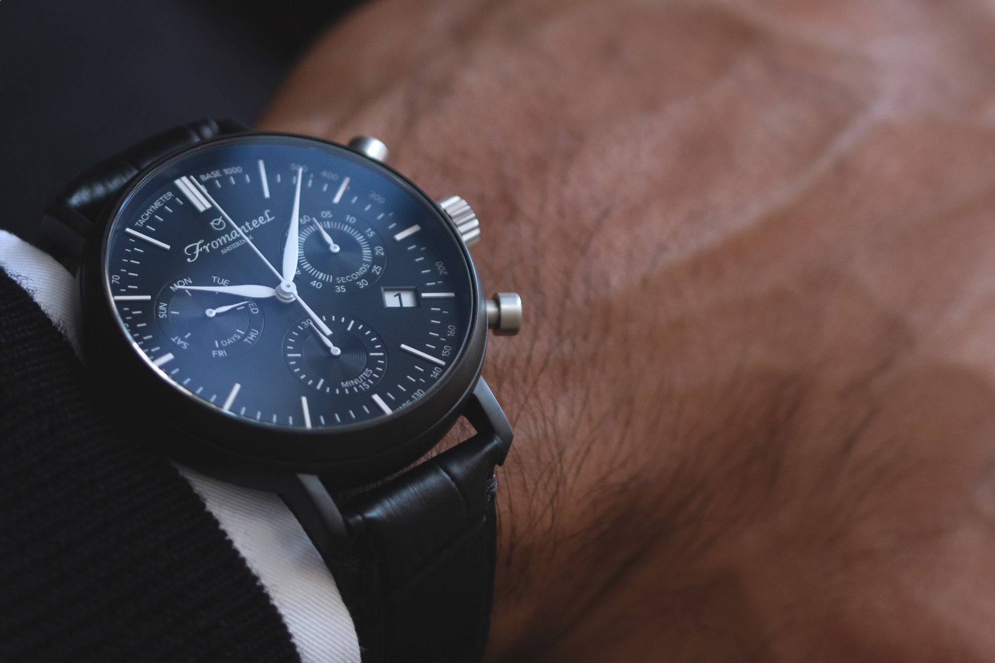 The Fromanteel Chrono Nero on a male wrist